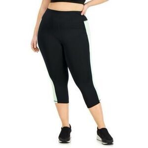 ID Ideology Women S Colorblocked Capri Leggings Black Size 3X